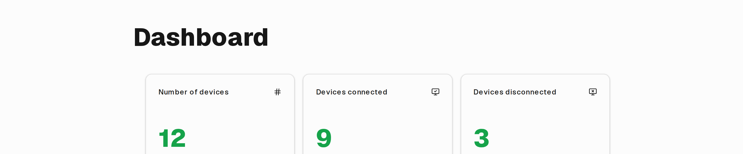 Number of devices, Devices connected and Devices disconnected